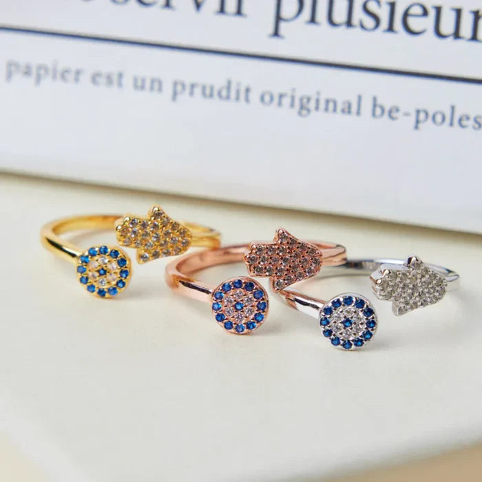 Belinda Hamsa Ring in Rose Gold - 925 Sterling Silver