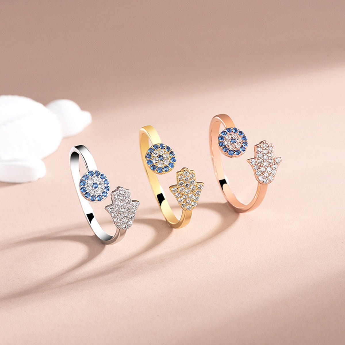 Belinda Hamsa Ring in Rose Gold - 925 Sterling Silver