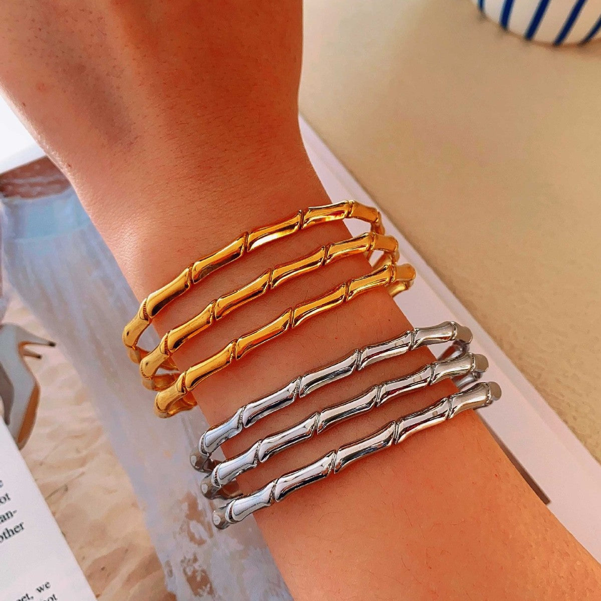 Cece C shaped Titanium Steel bracelet - SILVER