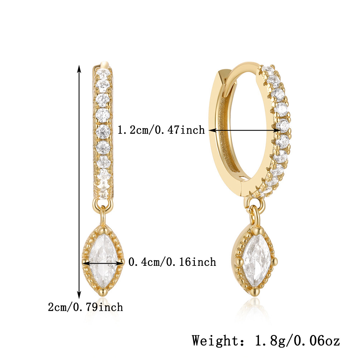 Celeste Zircon Drop Earrings - Silver