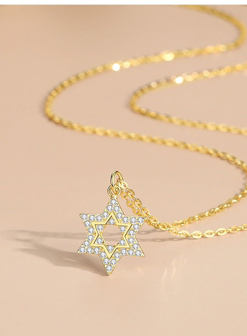 Davida Star of David Necklace - Gold - Sterling Silver and inlay plating