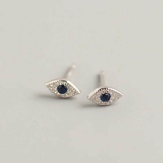 Ivy Studs - Evil Eye Sterling Silver Earrings – Protection & Elegance ✨