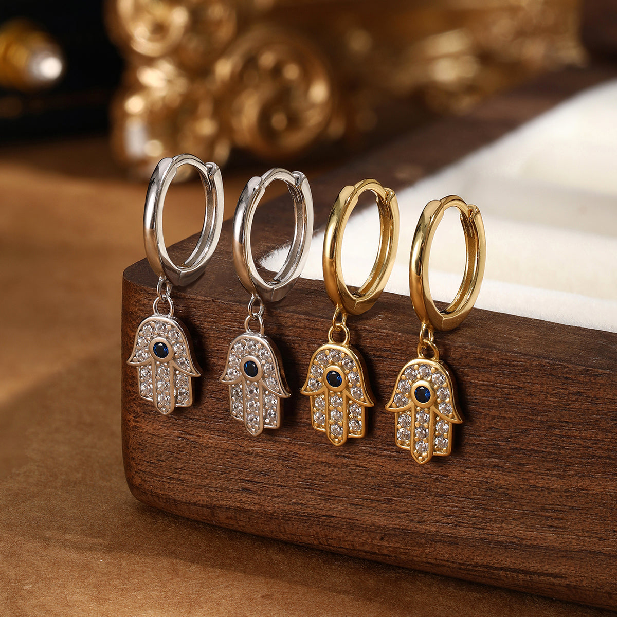 Batya Hamsa Hoops in gold