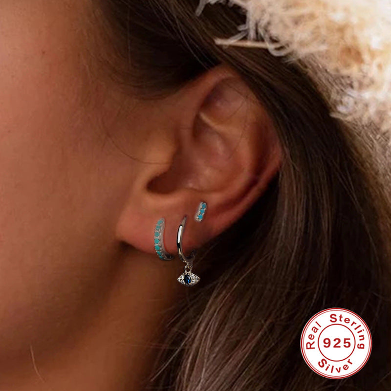 Sienna Evil Eye Earrings – Silver - Protection Meets Elegance ✨