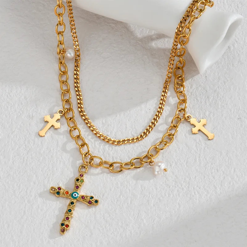 Bold Cross Chain Necklace