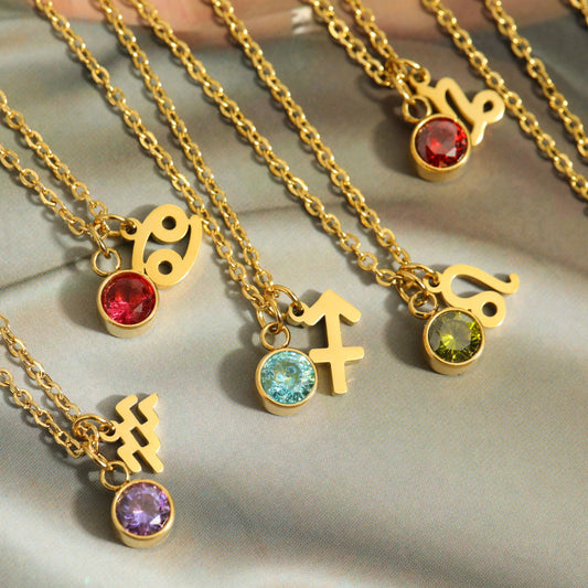 Cosmic Zodiac Rhinestone Mini Necklace
