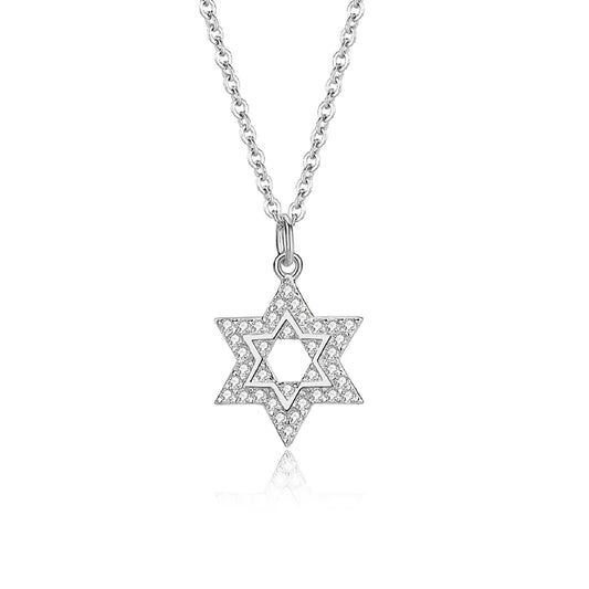 Davida Star of David Necklace - Silver - Sterling Silver and inlay plating