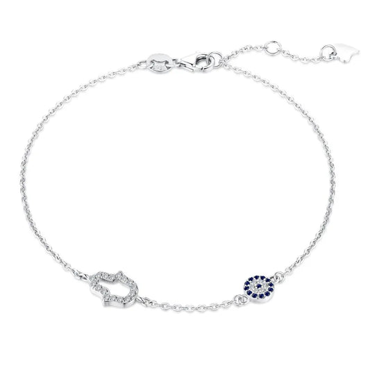 The Aurora Evil Eye Bracelet – Silver - Elegant Protection ✨