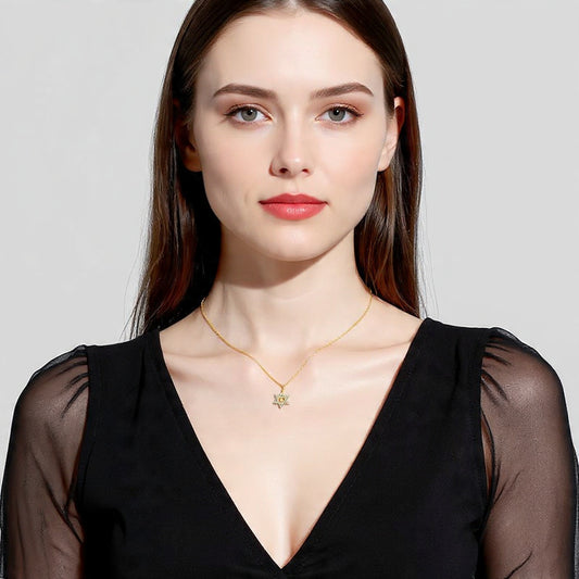 Davida Star of David Necklace - Gold - Sterling Silver and inlay plating