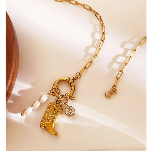 Vienna Vintage Boot Necklace