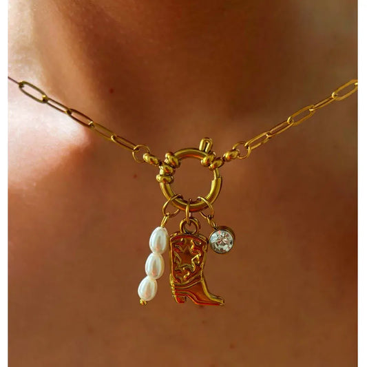 Vienna Vintage Boot Necklace