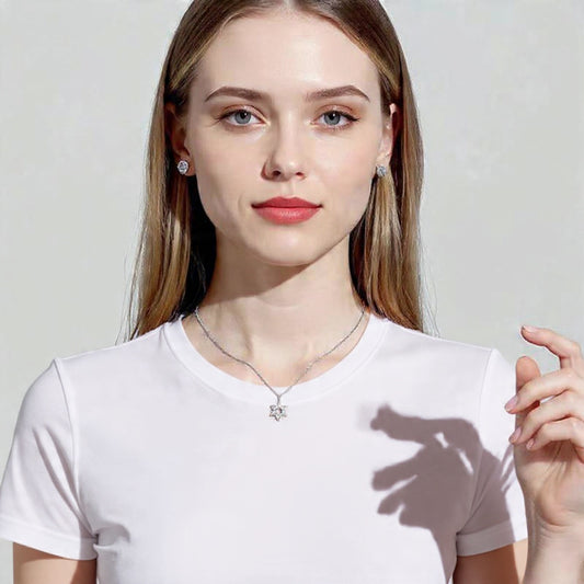 Davida Star of David Necklace - Silver - Sterling Silver and inlay plating