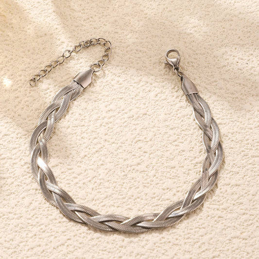 Stella Braided Herringbone Bracelet | Silver