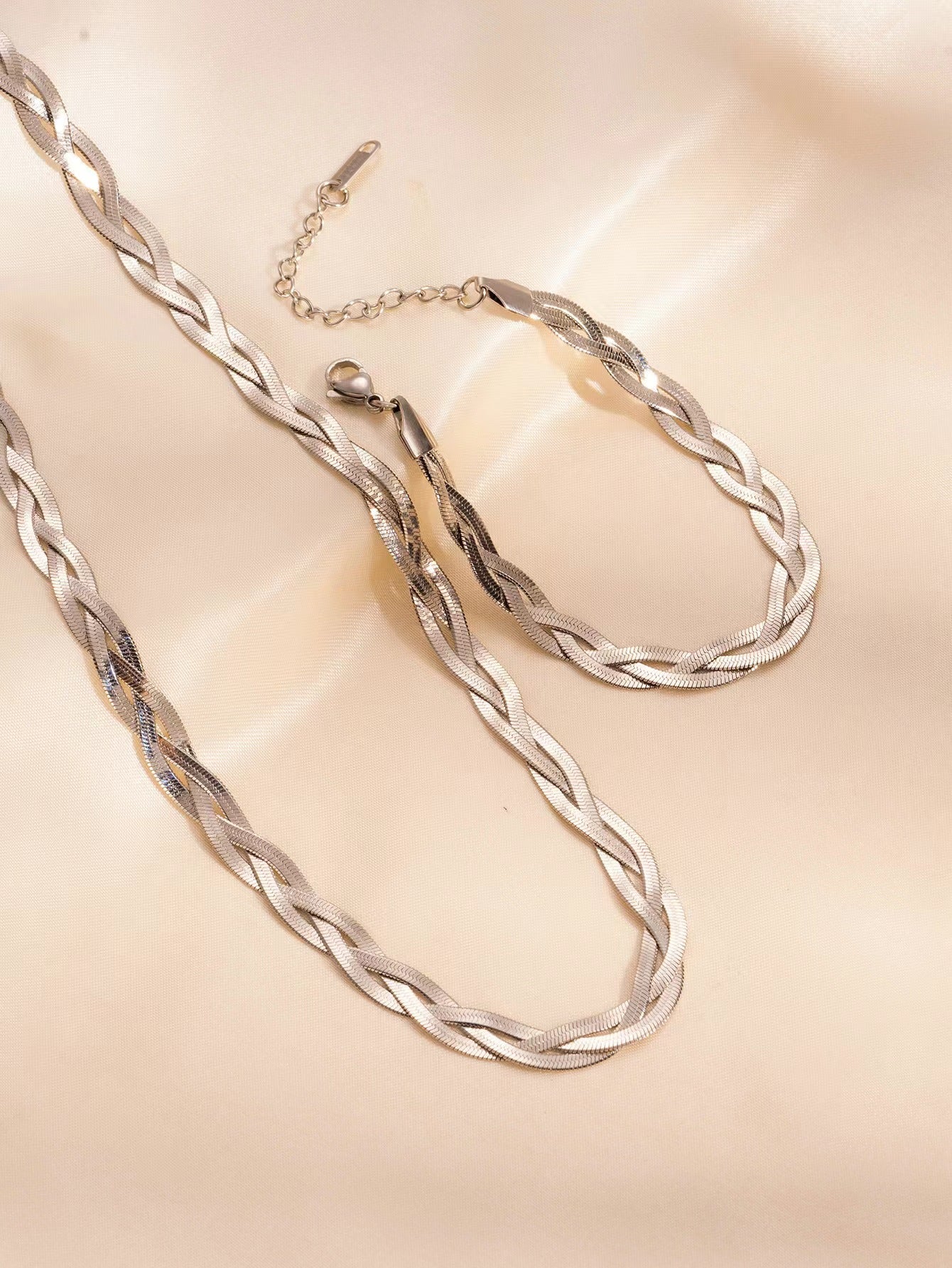 Stella Braided Herringbone Set | Silver