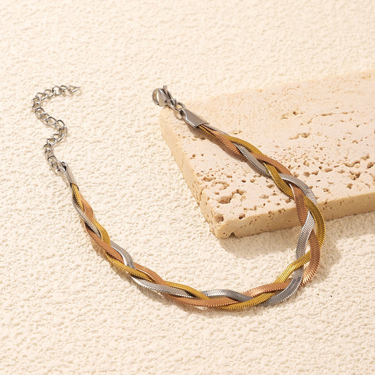 Valencia Braided Necklace & Bracelet Set Mixed Gold & Silver