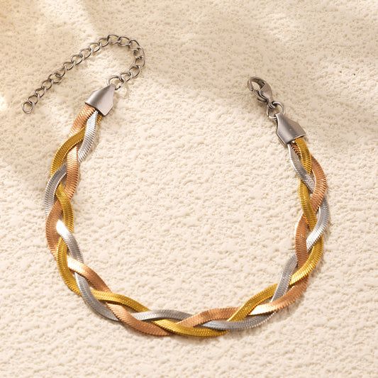 Stella Braided Herringbone Bracelet | Tri-Colour