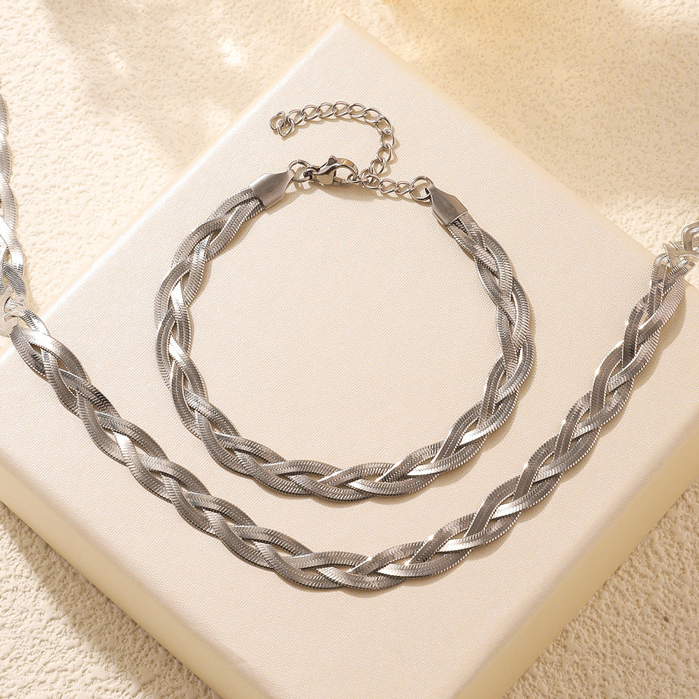 Stella Braided Herringbone Set | Silver