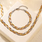Stella Braided Herringbone Set |  Necklace & Bracelet Set Mixed Gold & Silver